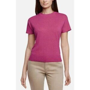NEW Banana Republic Women's L Pink Linen Rayon Blend Short Sleeve Sweater